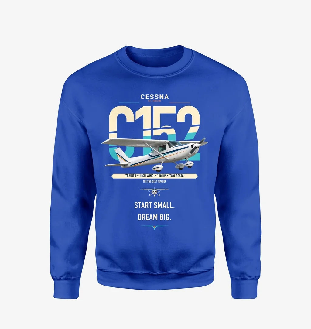 Cessna 152 design on blue sweatshirt