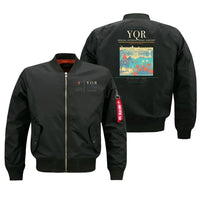 Thumbnail for Regina International Airport (YQR) design on black bomber jacket