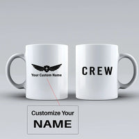 Thumbnail for CREW & Text Ceramic White aviation design on ceramic mug, premium ceramic with glazed finish.