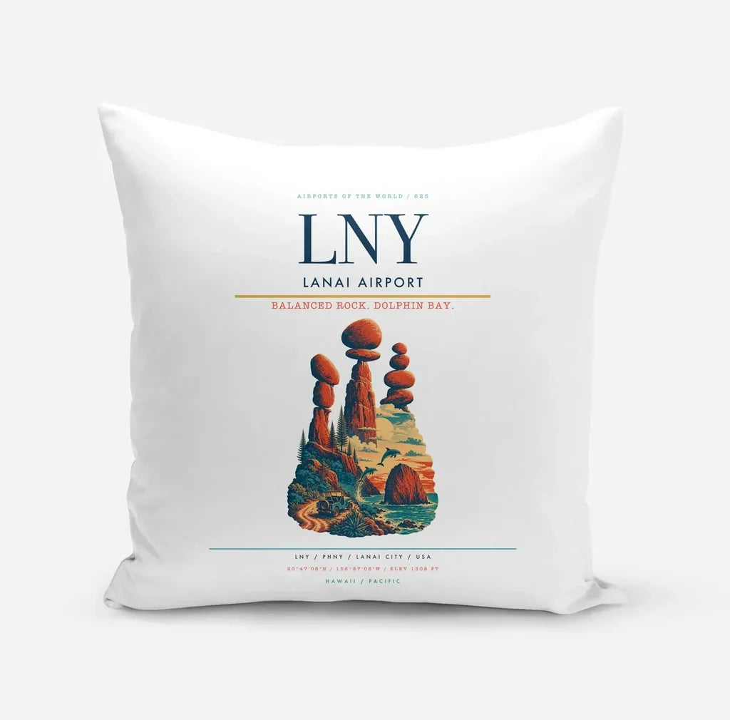 Lanai Airport (LNY) design on white pillow