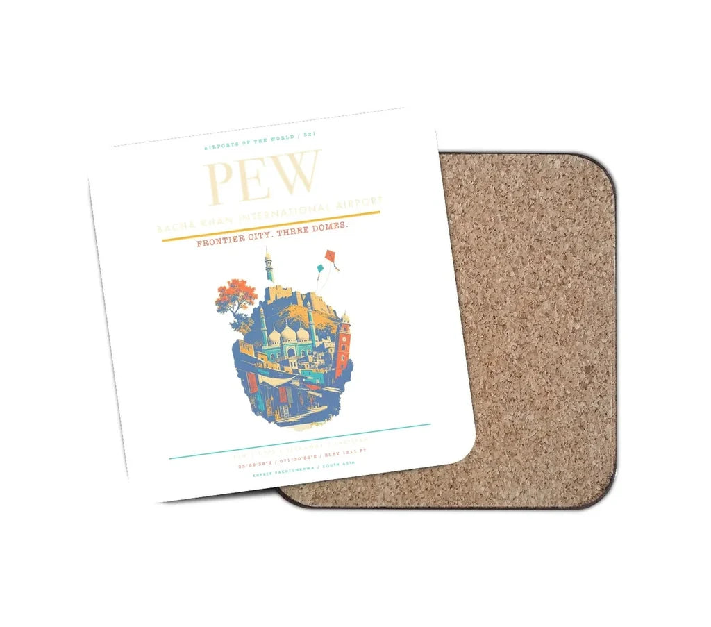 Bacha Khan International Airport PEW Coaster 1-Piece - White
