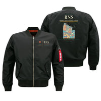 Thumbnail for Rennes–Saint-Jacques Airport (RNS) design on black bomber jacket