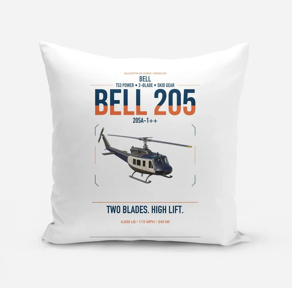 Bell 205A-1++ design on white pillow