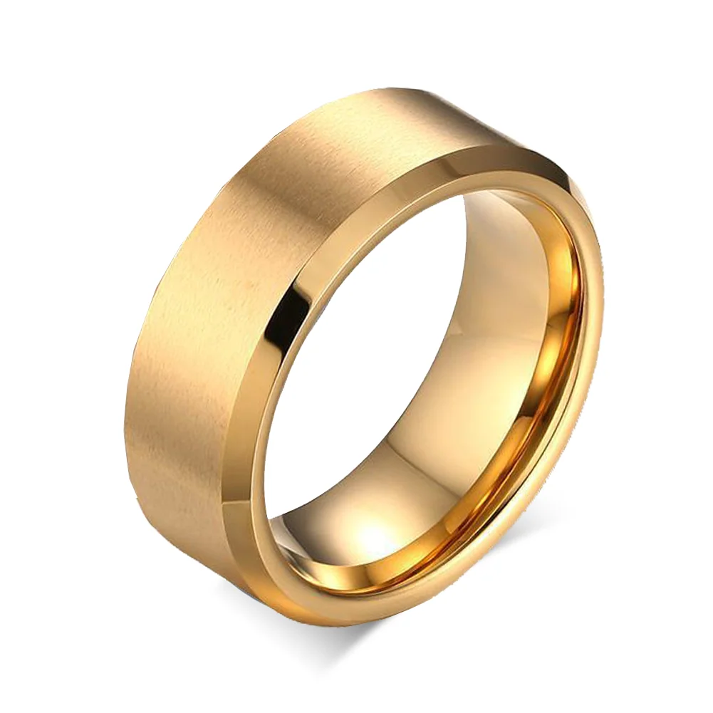 No Design Men's Pure Tungsten Gold aviation ring in stainless steel.
