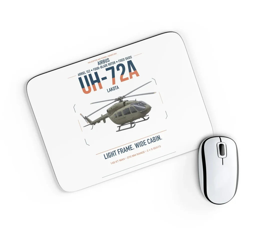 Airbus UH-72A Lakota design on white rectangle mouse pad