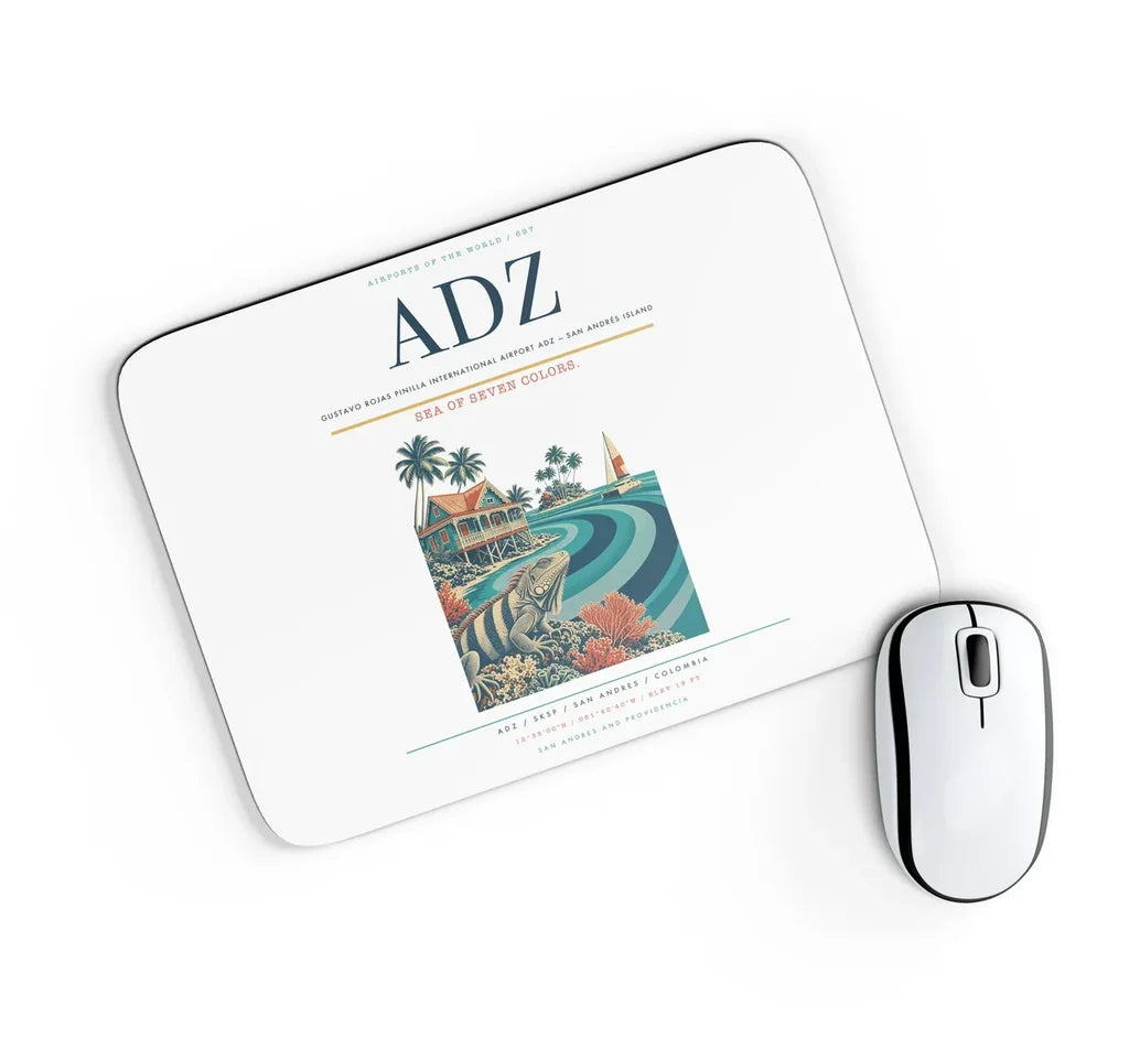 Gustavo Rojas Pinilla International Airport (ADZ) design on white rectangle mouse pad