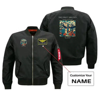Thumbnail for VINTAGE G4048 - The First Airlines - Bomber Jacket design on black+name