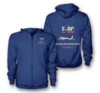 Thumbnail for E-8C Joint STARS design on blue premium zipped hoodie, double-side print