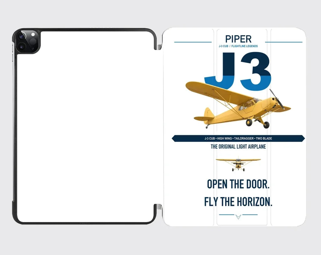 Piper J-3 Cub design on white ipad tablet case