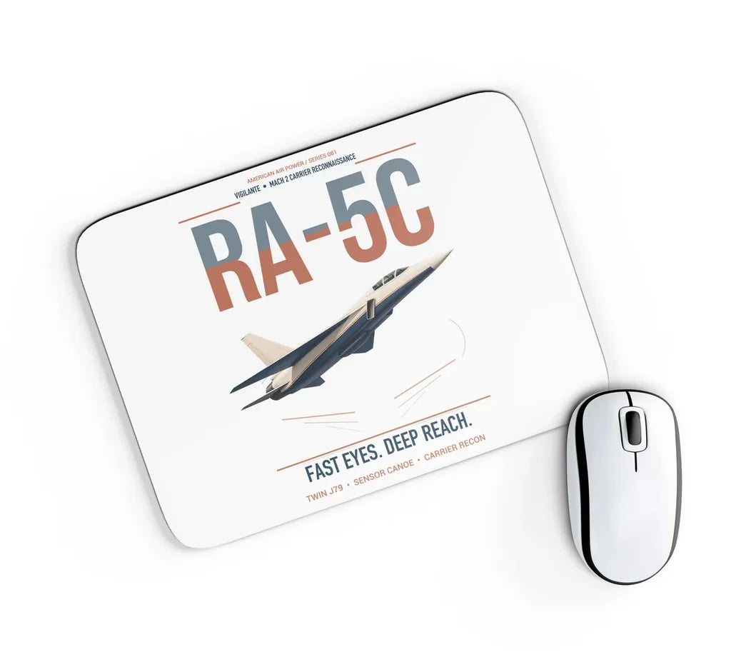 RA-5C Vigilante design on white rectangle mouse pad