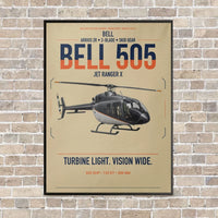 Thumbnail for Bell 505 Jet Ranger X vertical canvas print - framed - beige background