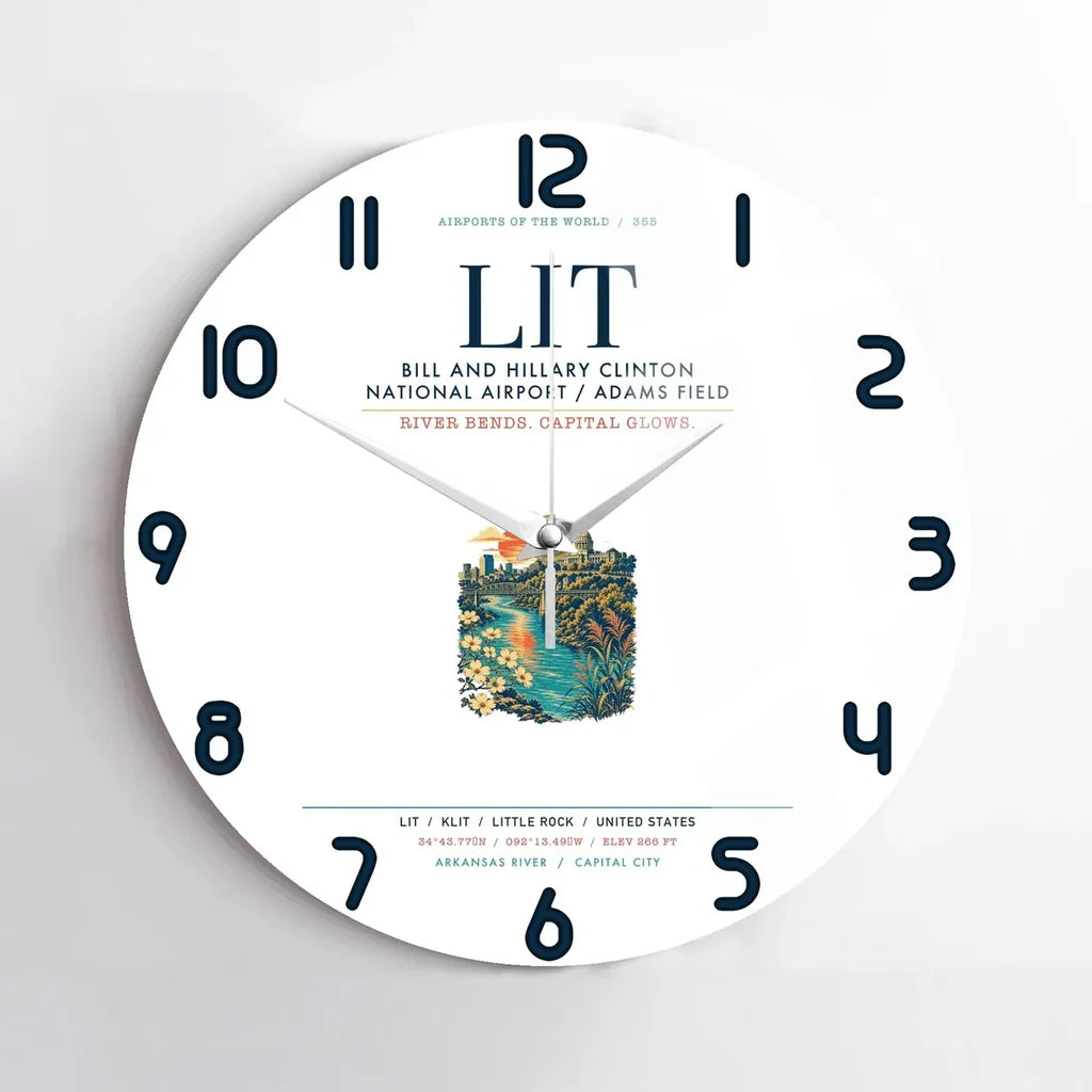 Bill and Hillary Clinton National Airport (LIT) design on white no frame wall clock