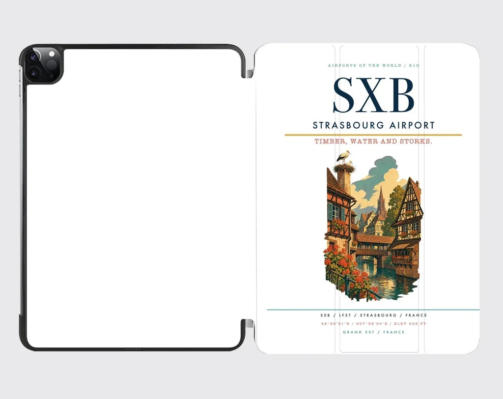 Strasbourg Airport (SXB) design on white ipad tablet case