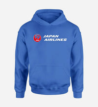 Thumbnail for Japan Airlines logo printed on blue hoodie