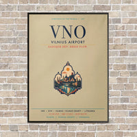 Thumbnail for Vilnius Airport VNO vertical canvas print - framed - beige background