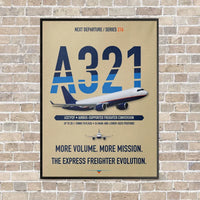 Thumbnail for Airbus A321P2F vertical canvas print - framed - beige background