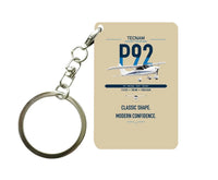 Thumbnail for Tecnam P92 Echo MkII design on beige designed key chain, double-side print