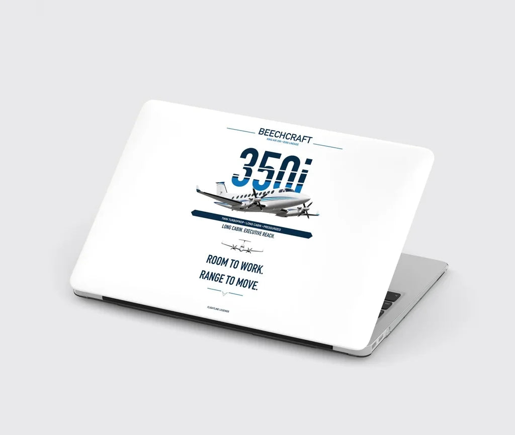 Beechcraft King Air 350i design on white MacBook case