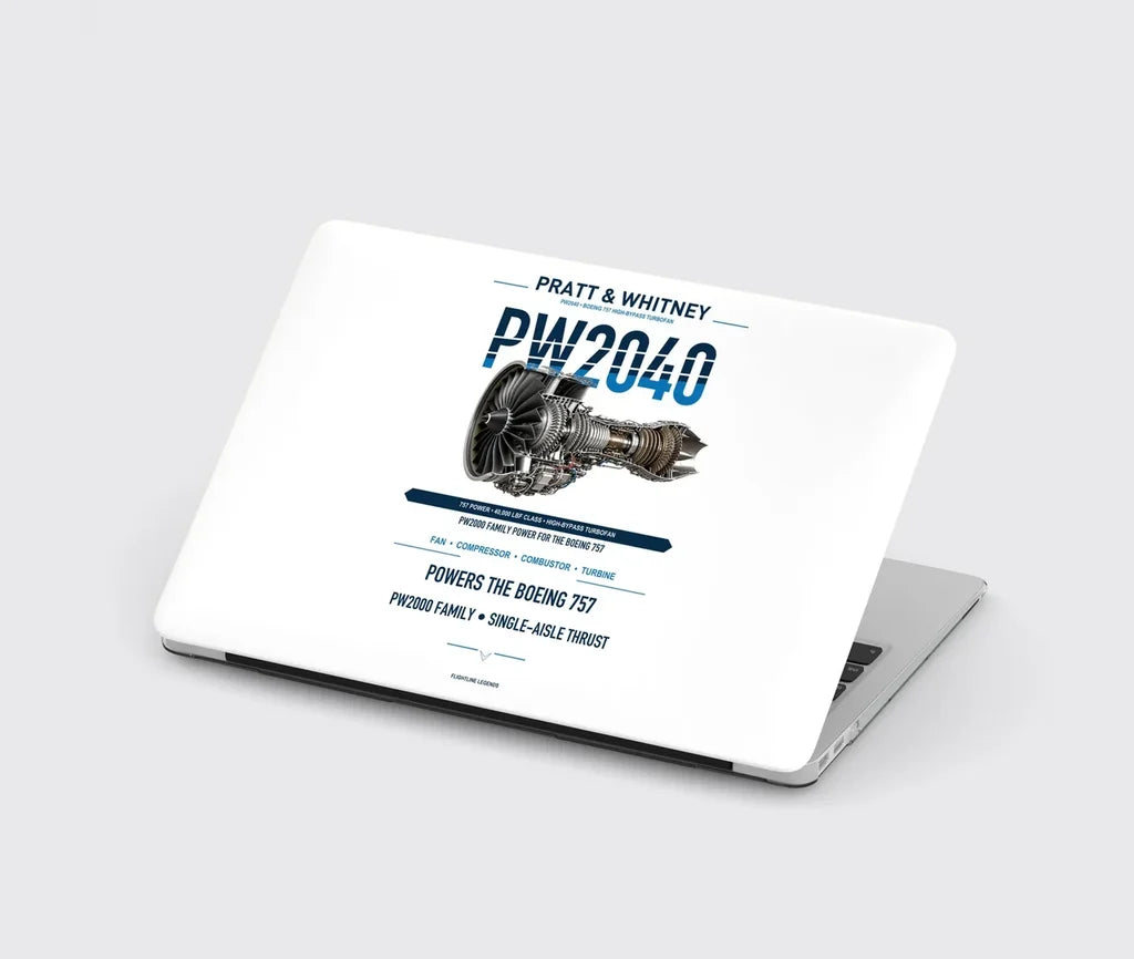 PW2040 design on white MacBook case