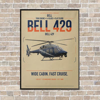 Thumbnail for Bell 429 vertical canvas print - framed - beige background