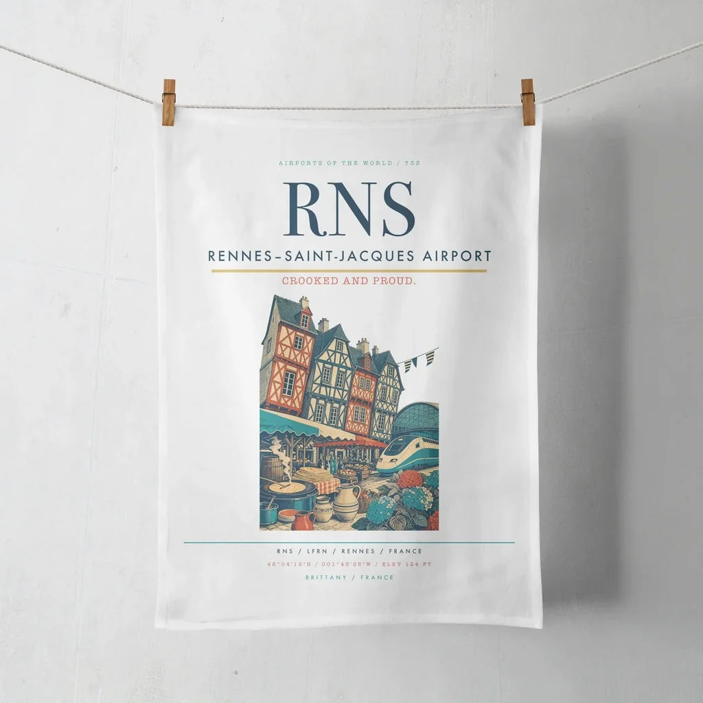 Rennes–Saint-Jacques Airport (RNS) design on white towel