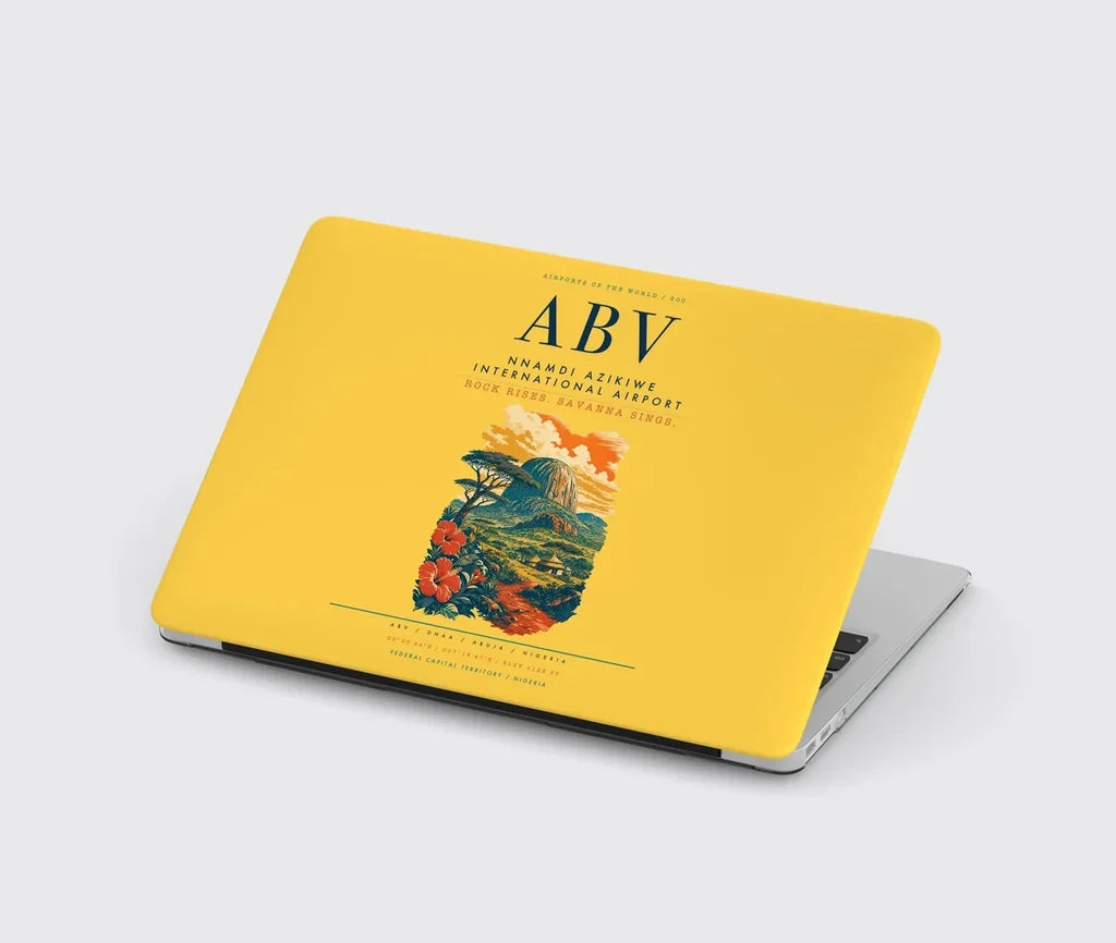 Nnamdi Azikiwe International Airport (ABV) design on yellow MacBook case