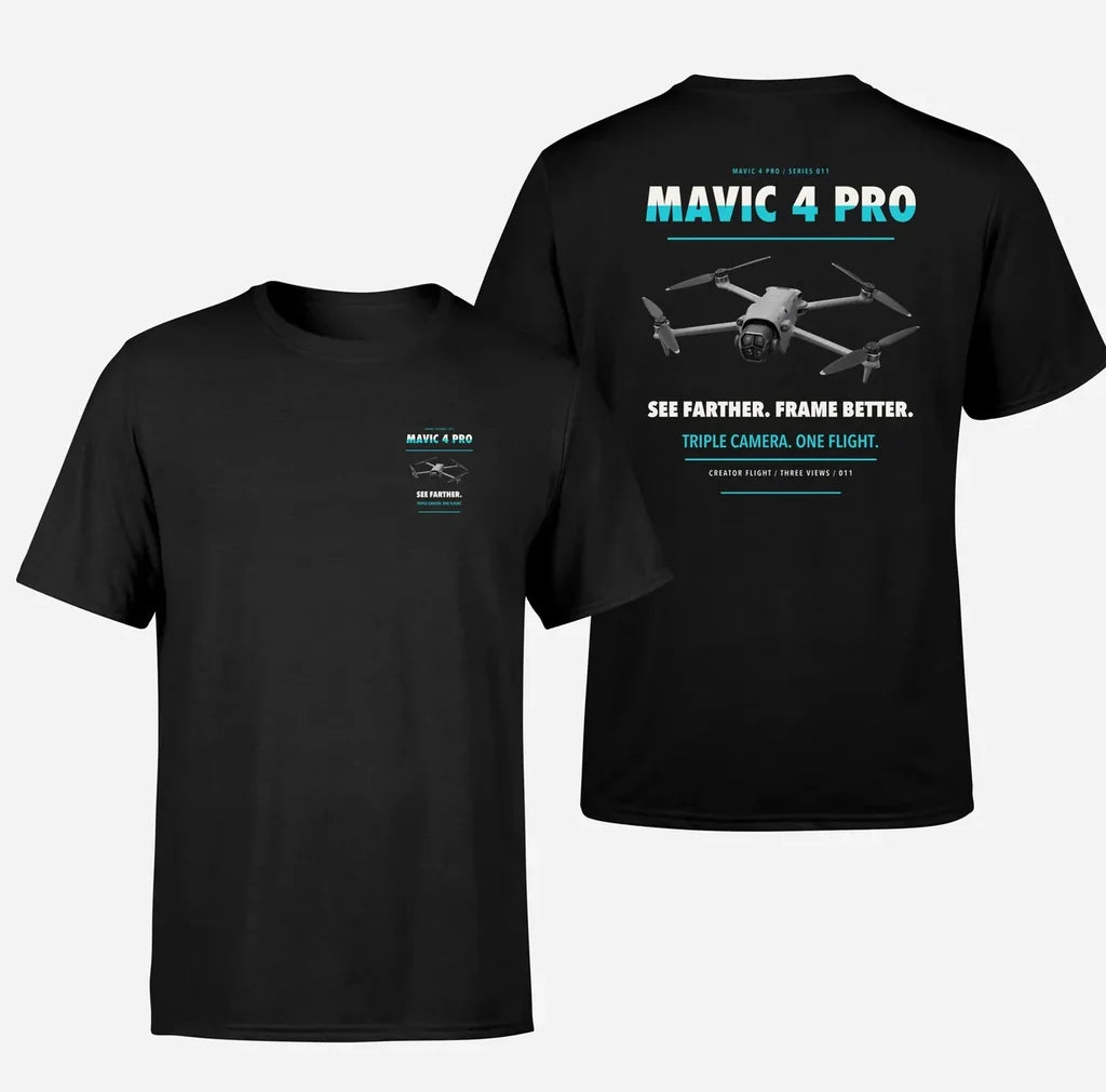 DJI Mavic 4 Pro design on black t shirt