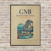 Thumbnail for Grenoble-Isère Airport GNB vertical canvas print - framed - beige background