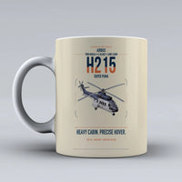 Thumbnail for Airbus H215 design on beige ceramic mug, double-side print