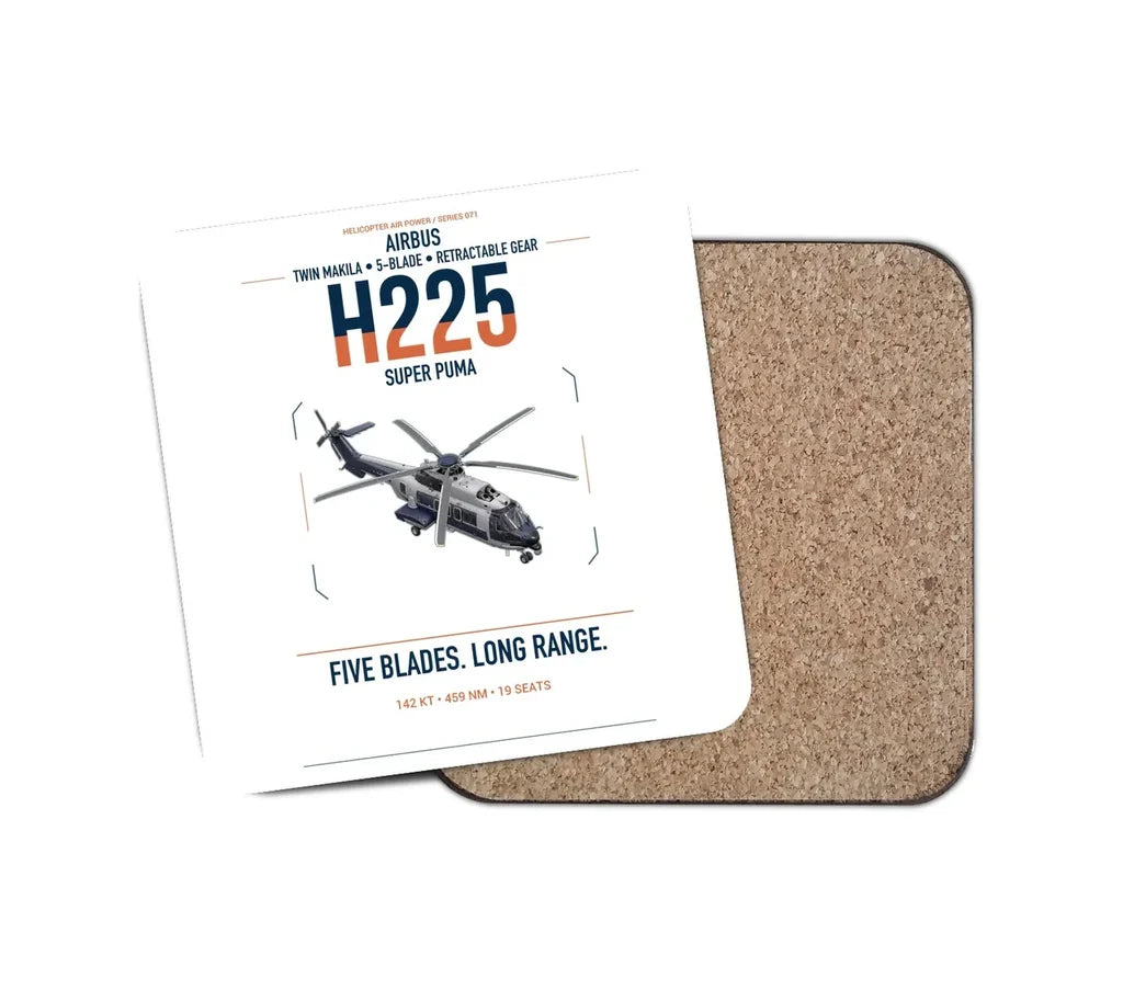 Airbus H225 design on white 1 piece coaster