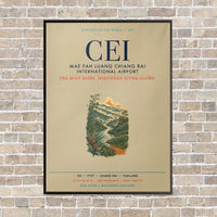 Thumbnail for Mae Fah Luang Chiang Rai International Airport CEI vertical canvas print - framed - beige background