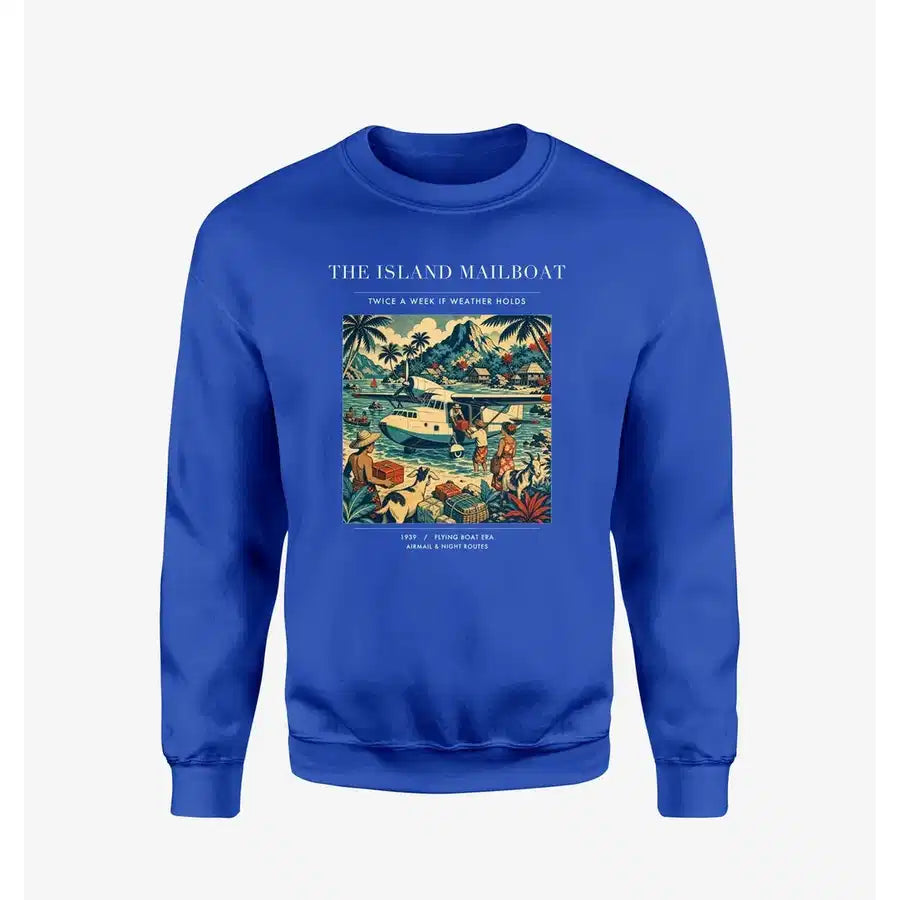 VINTAGE G4065 - The Island Mailboat - Designed Sweatshirts design on blue