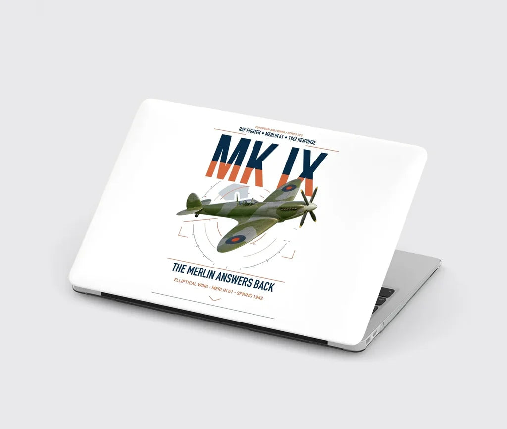 Supermarine Spitfire Mk IX design on white MacBook case