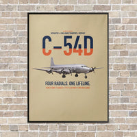 Thumbnail for C-54D Skymaster vertical canvas print - framed - beige background