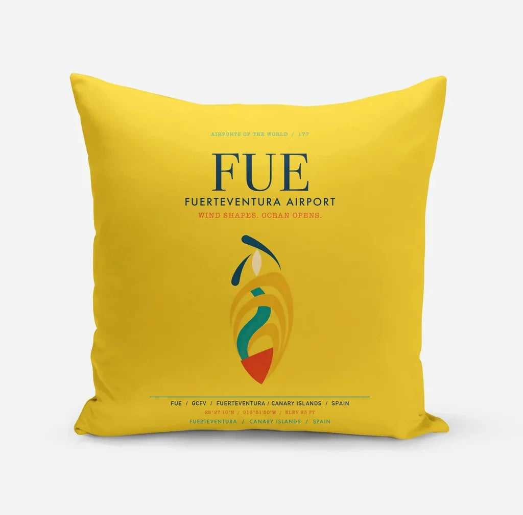 Fuerteventura Airport (FUE) design on yellow pillow