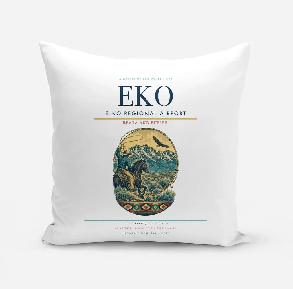 Elko Regional Airport (EKO) design on white pillow