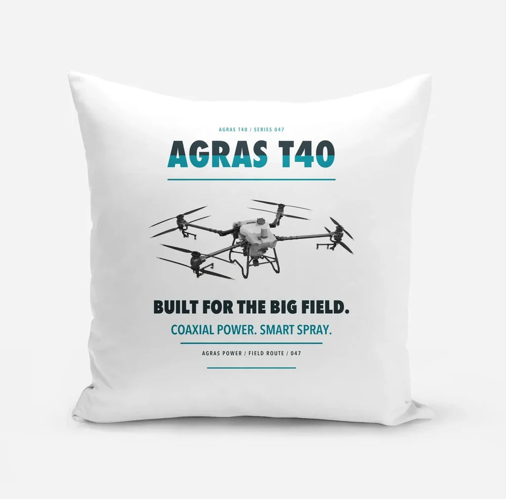 DJI Agras T40 design on white pillow