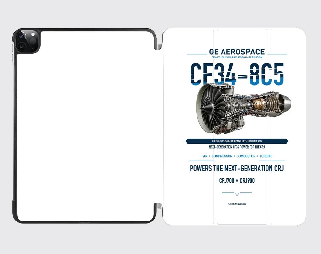 CF34-8C5 design on white ipad tablet case