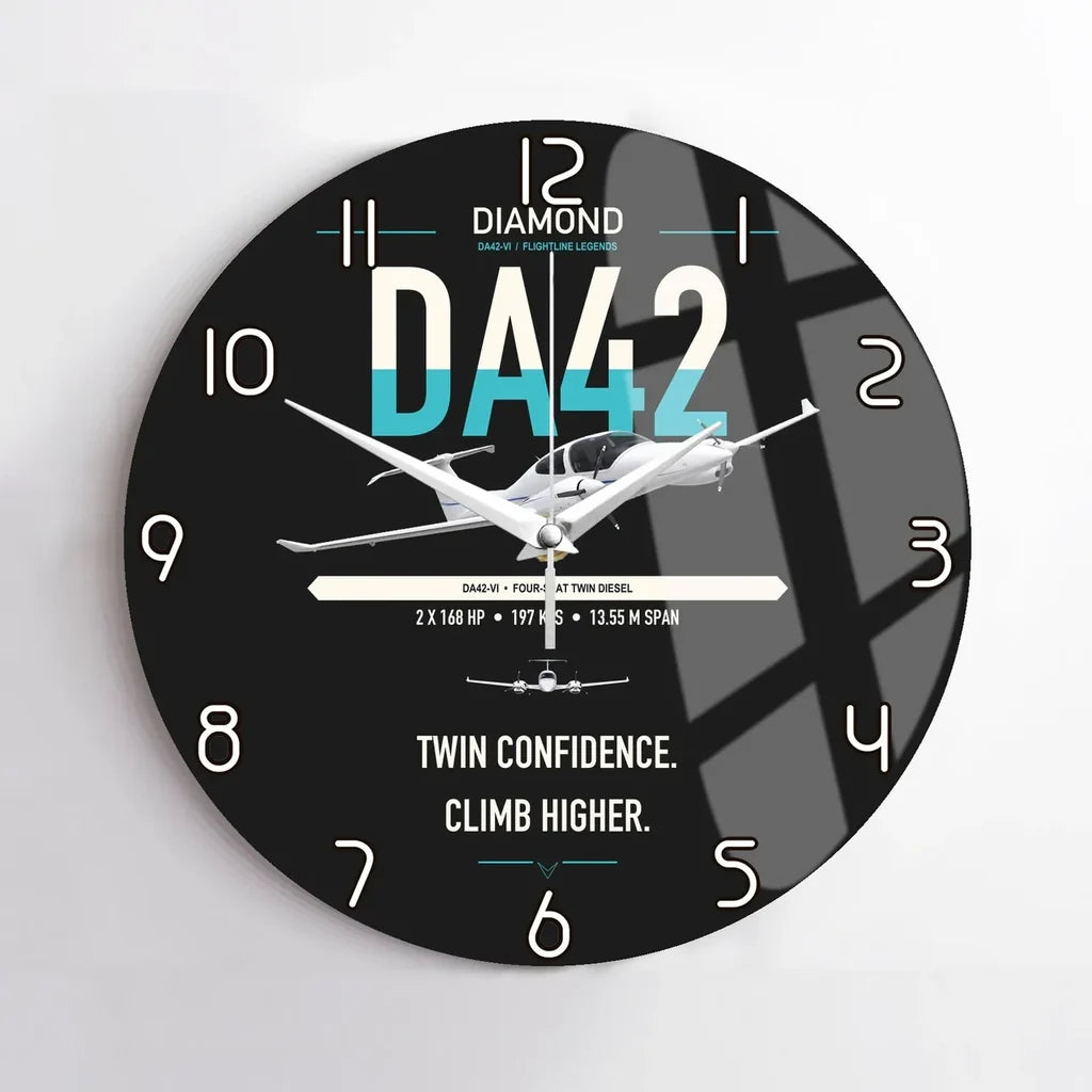 Diamond DA42-VI design on black no frame wall clock