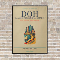 Thumbnail for Hamad International Airport Doha DOH vertical canvas print - framed - beige background