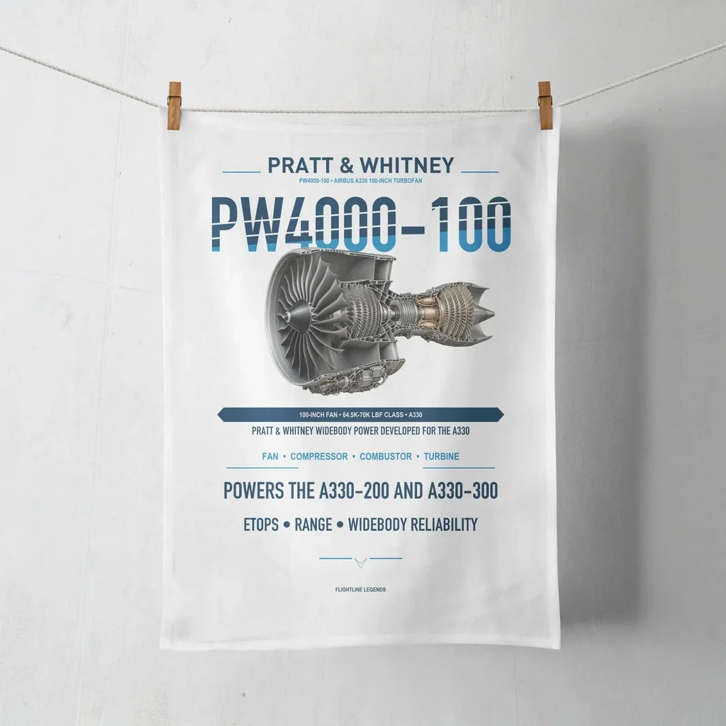 PW4000-100 design on white towel