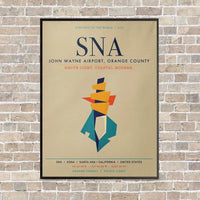Thumbnail for John Wayne Airport, Orange County SNA vertical canvas print - framed - beige background