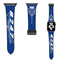 Thumbnail for Detailed Boeing 747 leather apple watch band - navy blue