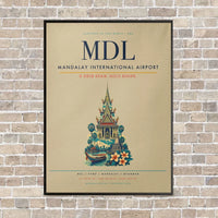 Thumbnail for Mandalay International Airport MDL vertical canvas print - framed - beige background