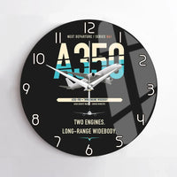 Thumbnail for Airbus A350-900 design on black no frame wall clock