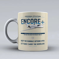 Thumbnail for Cessna Citation Encore+ design on beige ceramic mug, double-side print