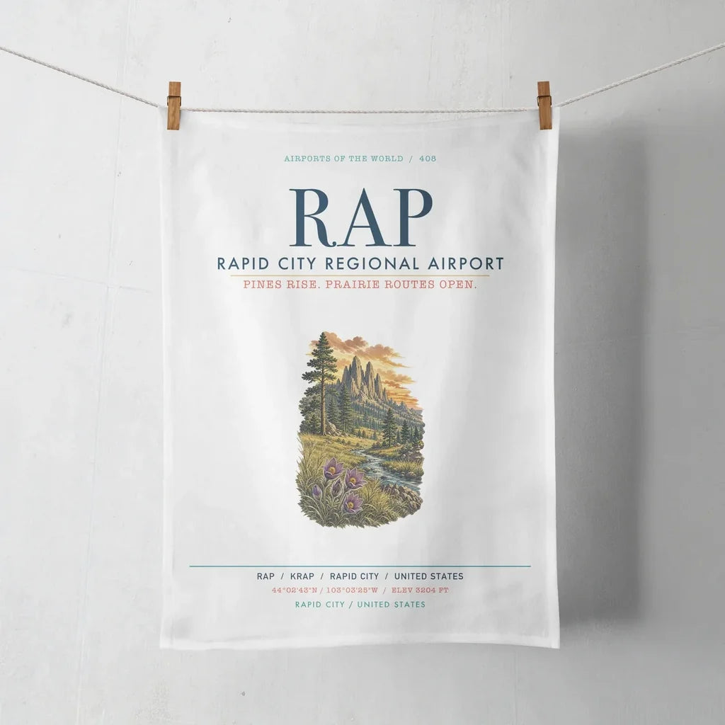 Rapid City Regional Airport (RAP) design on white towel