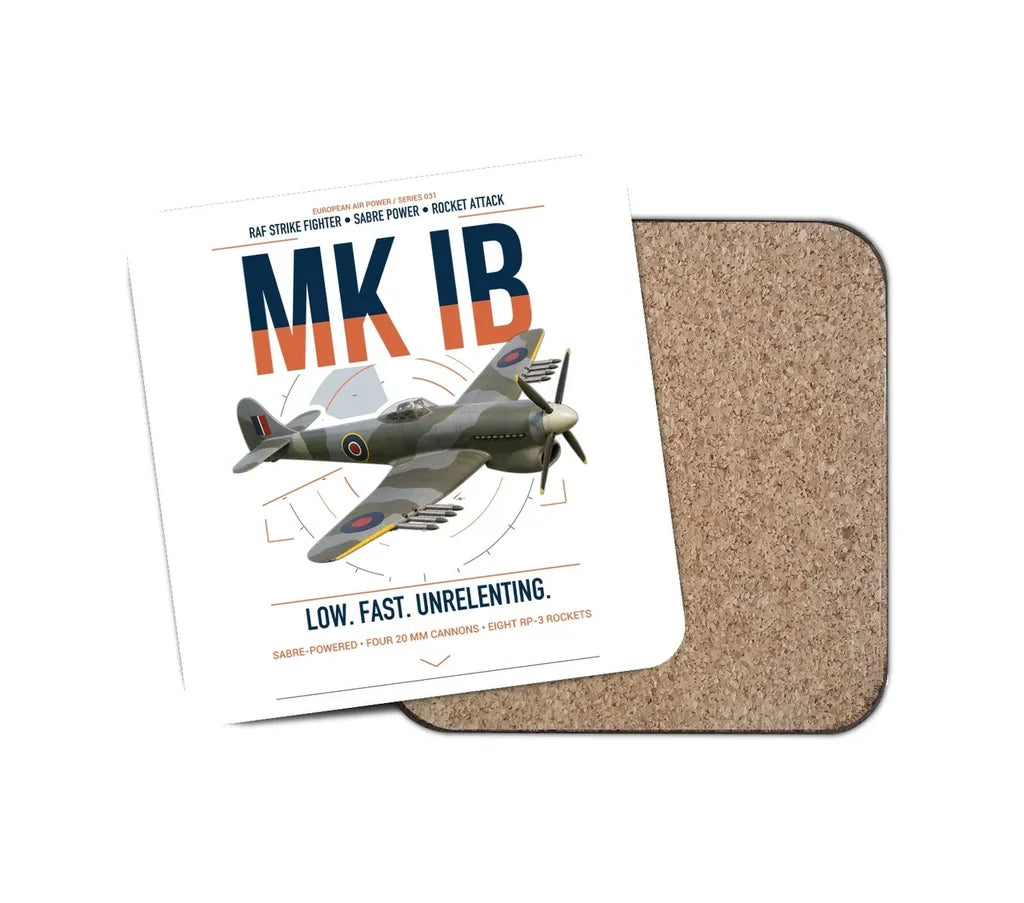 Hawker Typhoon Mk IB design on white 1 piece coaster