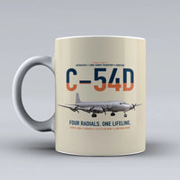 Thumbnail for C-54D Skymaster design on beige ceramic mug, double-side print