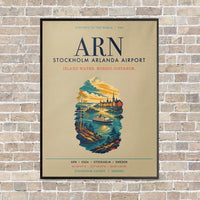 Thumbnail for Stockholm Arlanda Airport ARN vertical canvas print - framed - beige background
